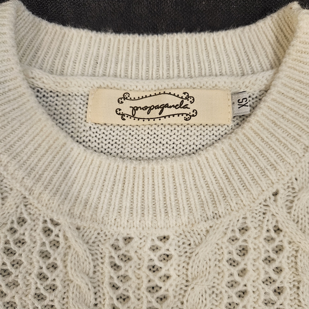 Chic Cream Sweater with Ruffle Accents - Picture 4 of 5